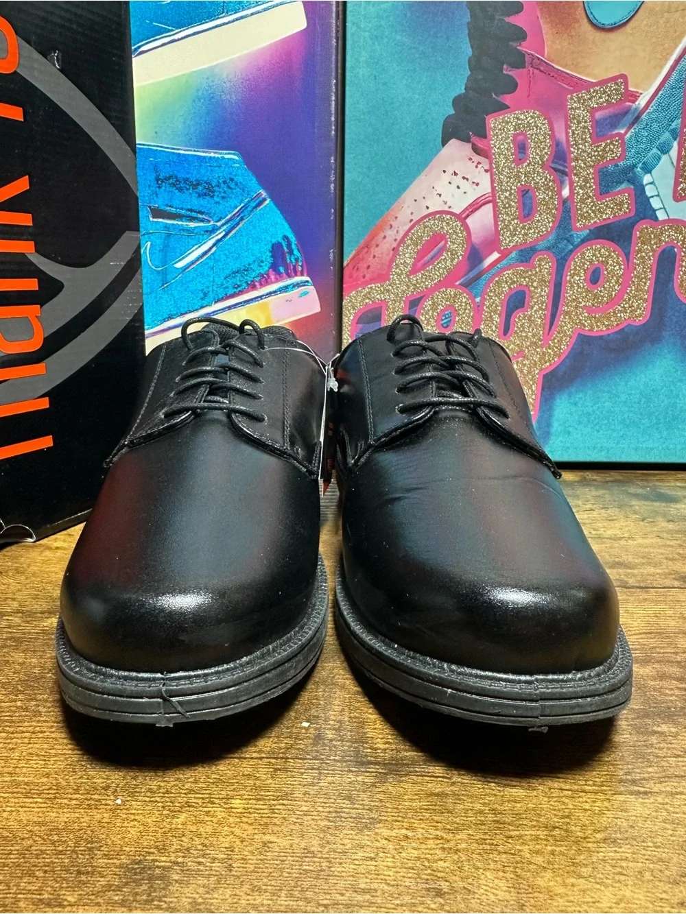 Deer Stags Men's Crown Black Slip-Resistant Dress Comfort Oxfords size 9.5 W